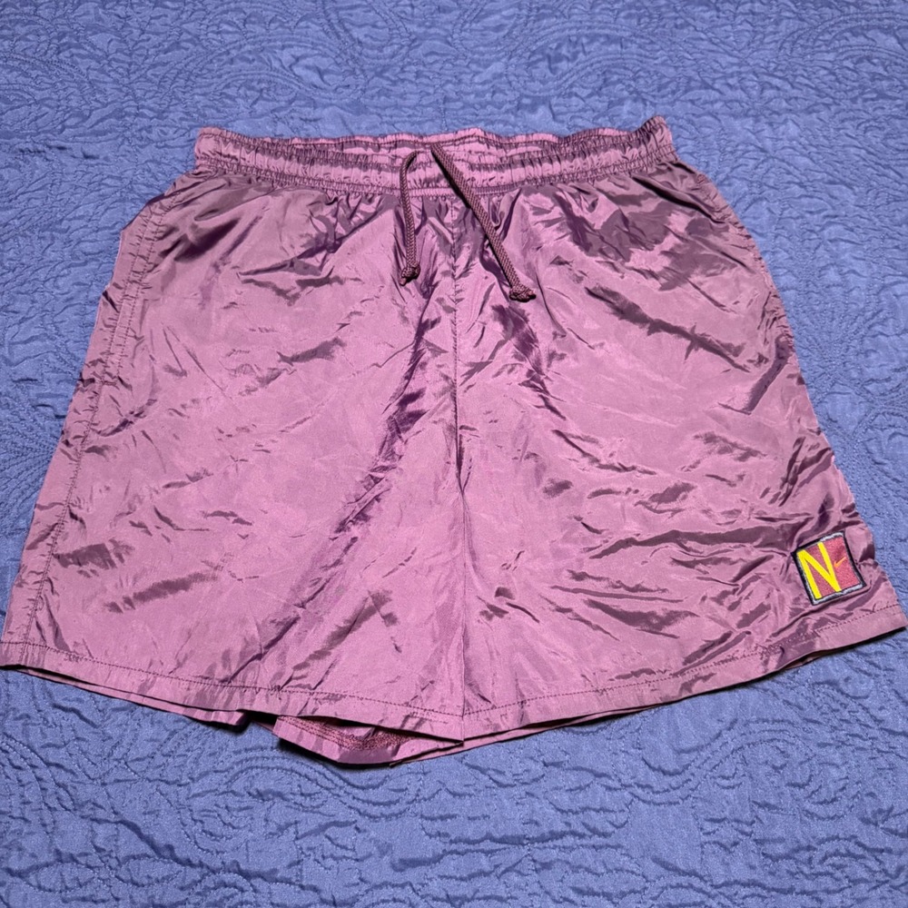Vintage 90s Nike "N" Block Logo Patch Nylon Sprinter Shorts - Women's Small